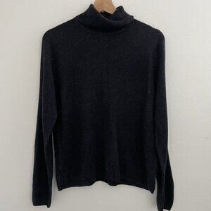 August Silk Cashmere Sweater Turtleneck Dark Gray XL Minimalist Capsule Office